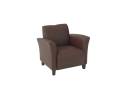 Office Star - Wine  Eco Leather  Breeze Club Chair with Cherry Finish Legs