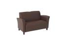 Office Star - Wine Eco Leather Love Seat with Cherry Finish Legs