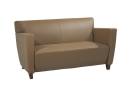 Office Star - Leather Love Seat with Cherry Finish.