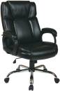 Office Star - Executive Black Eco-Leather Big Mans Chair with Padded Loop Arms and Chrome Base.