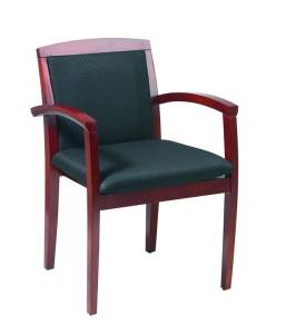 Wood Guest Cherry Finish Chair with Upholstered Seat and Back. (4 PK ...