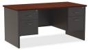 Desks - Straight Desks - Lorell - Lorell Fortress Modular Steel Double Pedestal Desk 60"wide