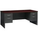 Lorell - Lorell Walnut Laminate Commercial Steel Desk Series Pedestal Desk - 2-Drawer - Image 2