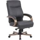 Lorell Wood Base Leather High-back Executive Chair - Image 1