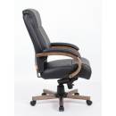 Lorell Wood Base Leather High-back Executive Chair - Image 4