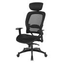 EXCECUTIVE BLACK BREATHABLE MESH CHAIR WITH FLIP ARMS