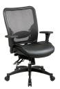 Seating - Mesh - Office Star - Professional Breathable Mesh Black Back and Layered Leather Seat Ergonomic Chair with Adjustable Lumbar Support