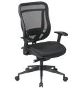 Office Star - Executive High Back Chair with Breathable Mesh Back and Leather Seat with Gunmetal Finish Angled Base