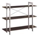 X-Text Collection Contemporary 3-Shelf Bookcase in Espresso with Silver Tone Supports