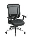 Executive High Back Chair with Breathable Mesh Back and Leather Seat with Polished Aluminum Finish Base