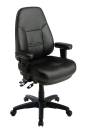 Professional Dual Function Ergonomic High Back Leather Chair with Adjustable Padded Arms. Black Eco Leather.