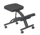 Black Ergonomically Designed Knee Chair Featuring Memory Foam and Dual Wheel Carpet Casters. 