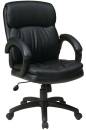 Seating - Executive - Office Star - Mid Back Black Eco Leather Executive Chair with Padded Arms