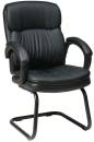 Seating - Guest - Office Star - BONDED LEATHER VISITORS CHAIR WITH PADDED ARMS AND SLED BASE