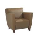 Seating - Reception/Lobby Furniture - Office Star - Leather Club Chair with Cherry Finish.