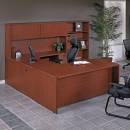 Office Star - Sonoma U-Shape Desk Suite + Bookcase 108x108 Dark Cherry - Image 2