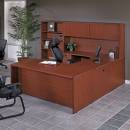 Office Star - Sonoma U-Shape Desk Suite + Bookcase 108x108 Dark Cherry - Image 1